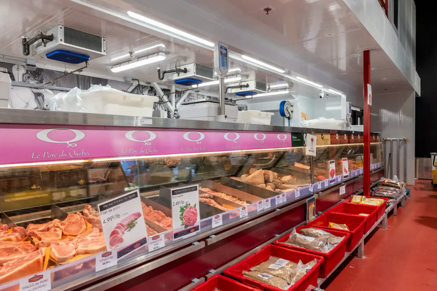 Refrigerated meat counter at the Vimont store